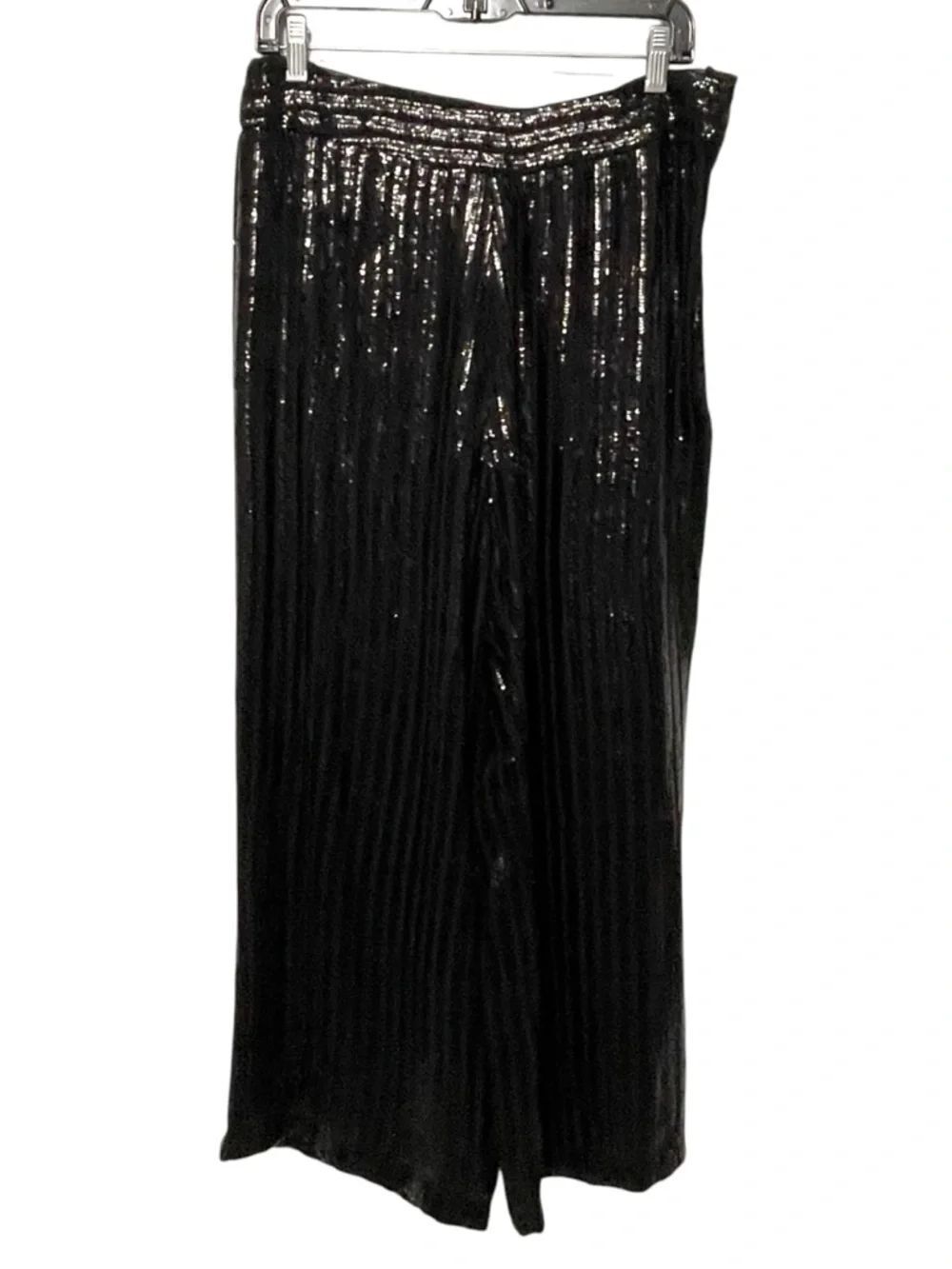 NWT H&M Black Sequin Wide-Leg Pants 12